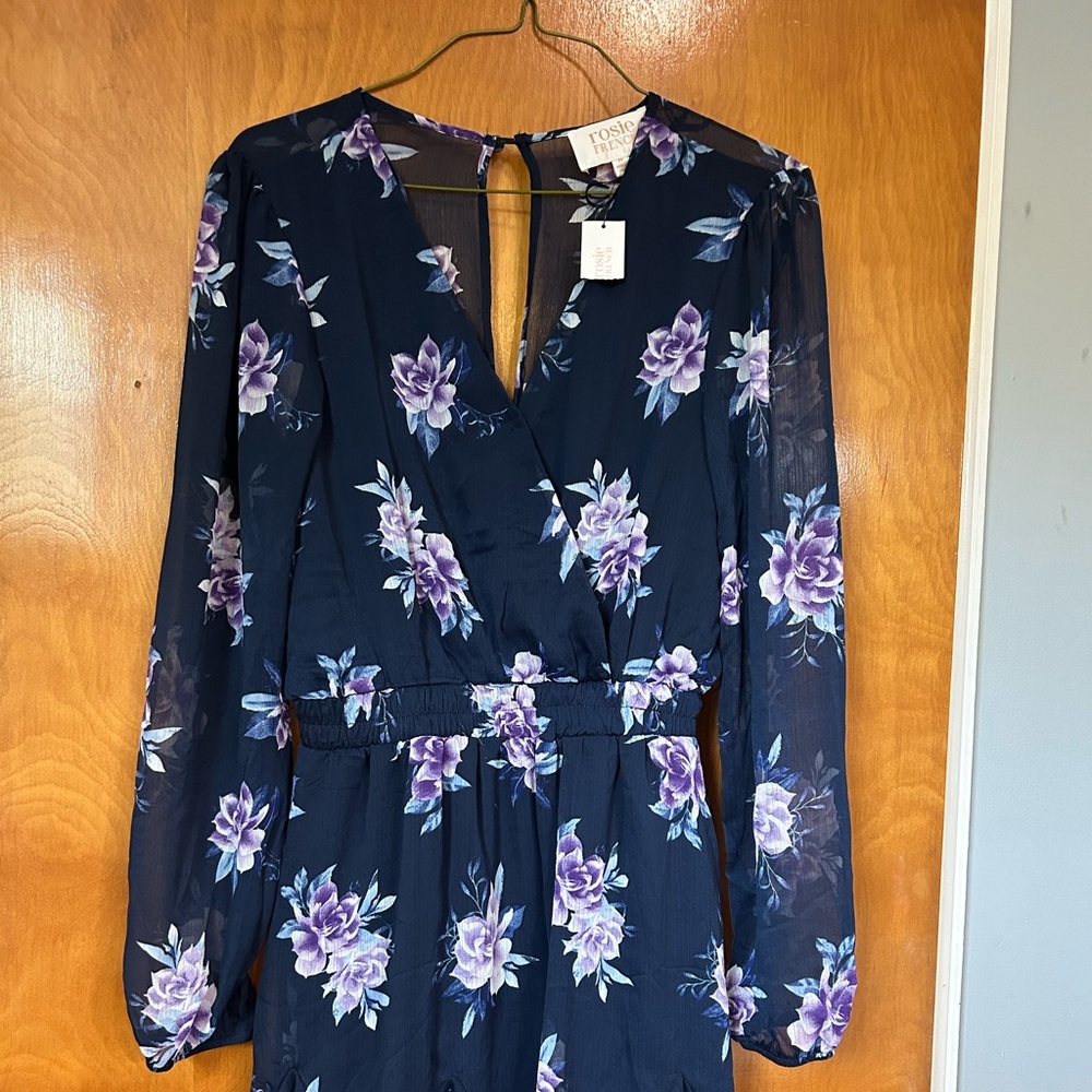 Francesca’s navy dress with flowers